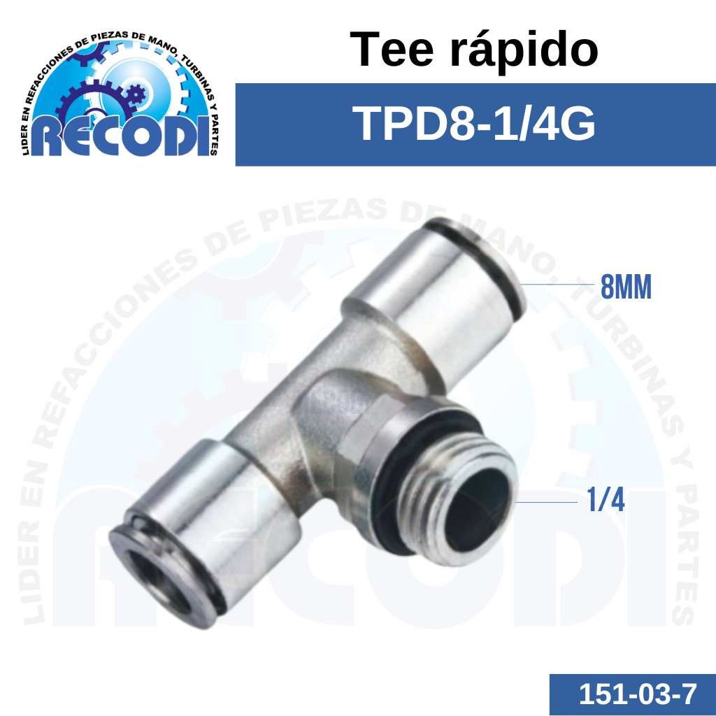 Tee rápida TPD8-1/4G