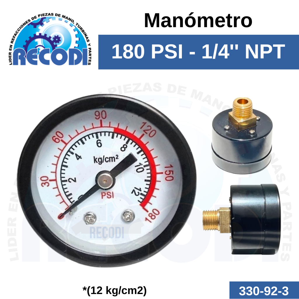 Manómetro axial 180 PSI